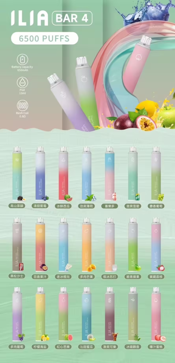 微信图片_20240502231342.png 【滿10送1】ILIA哩啞四代拋棄式6500口✨可充電🔋時尚單品🔥台灣抛棄式代表 ✨抛棄式銷量TOP1 ✨進店必點產品